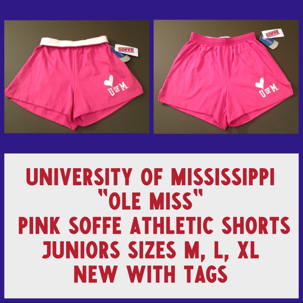 Ole Miss SOFFE Juniors Pink Athletic Shorts NWT